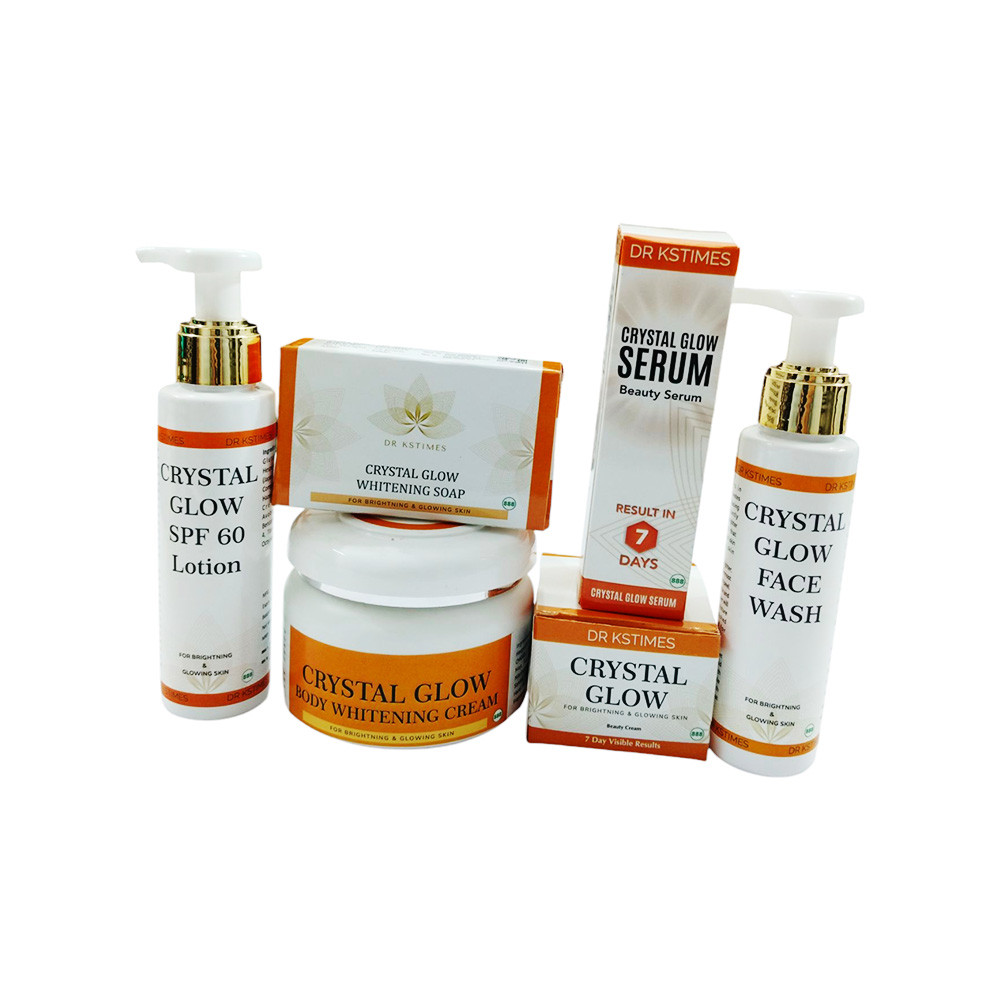 Dr Kstimes Crystal Glow Glutathione Skin Whitening Night Cream | Face Wash | Lotion | Body Cream | Soap | Serum (6 Combo)